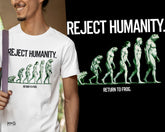 Reject Humanity Joke T-shirt Funny Frog Evolution Meme Nature Gift Tee